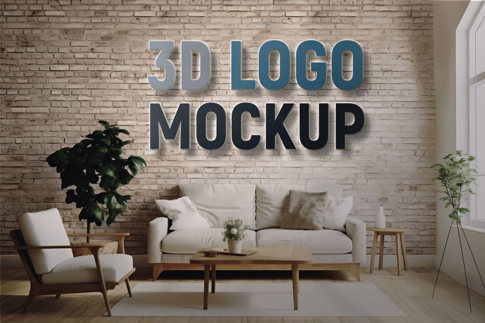interior wall logo mockup
